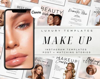 Makeup Artist Instagram Templates: Beauty Blogger Canva Posts