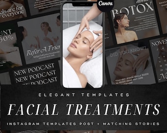 Modelli Instagram per trattamenti di lusso per viso e pelle – Post Canva per centri estetici