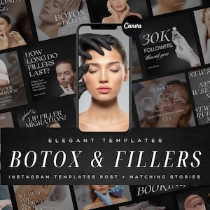 Luxury Botox And Filler Instagram Templates | Nurse Injector Canva Posts And Stories | Beauty & Skincare Social Media Templates