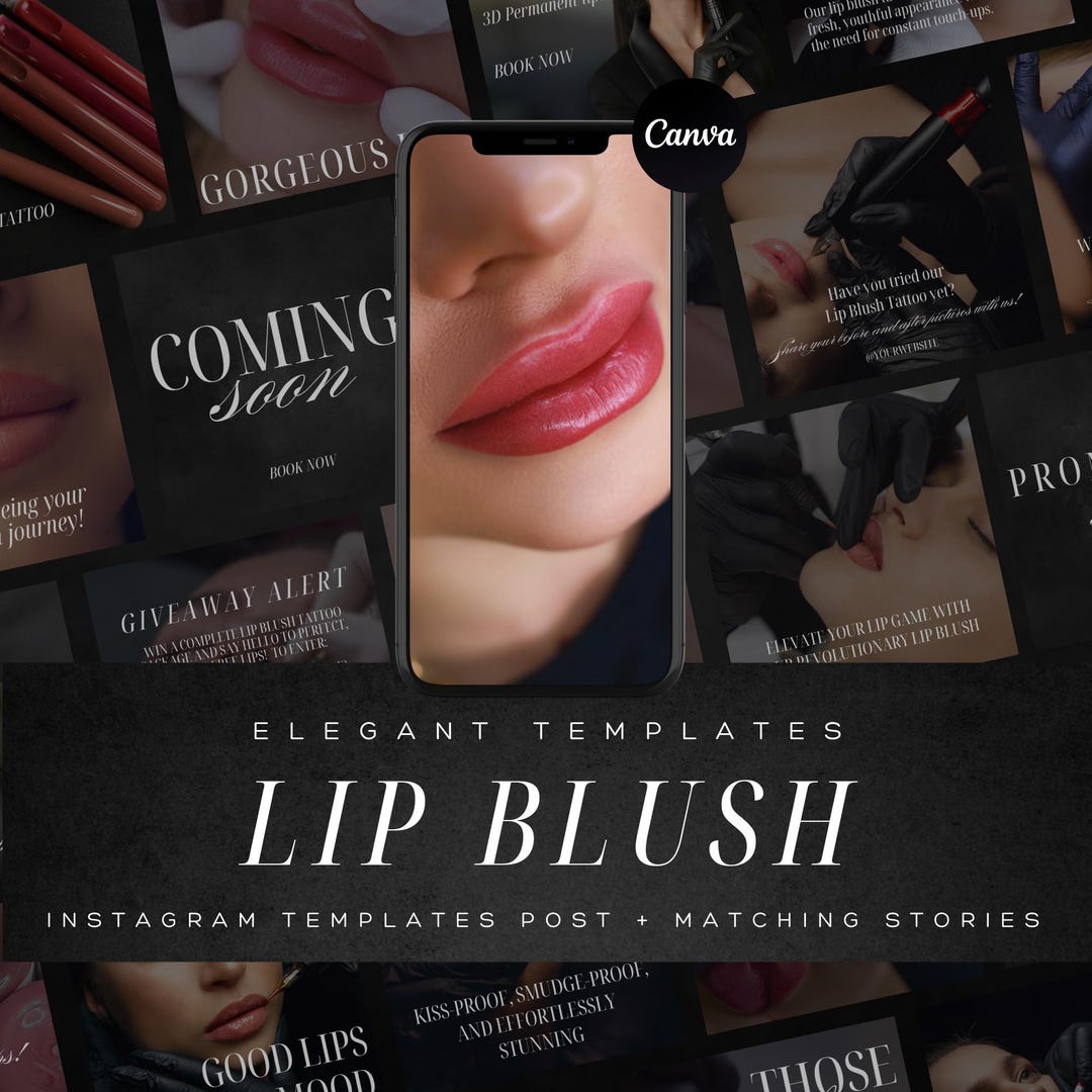 Lip Blush Instagram Templates: PMU Artist Social Media Bundle (canva ...