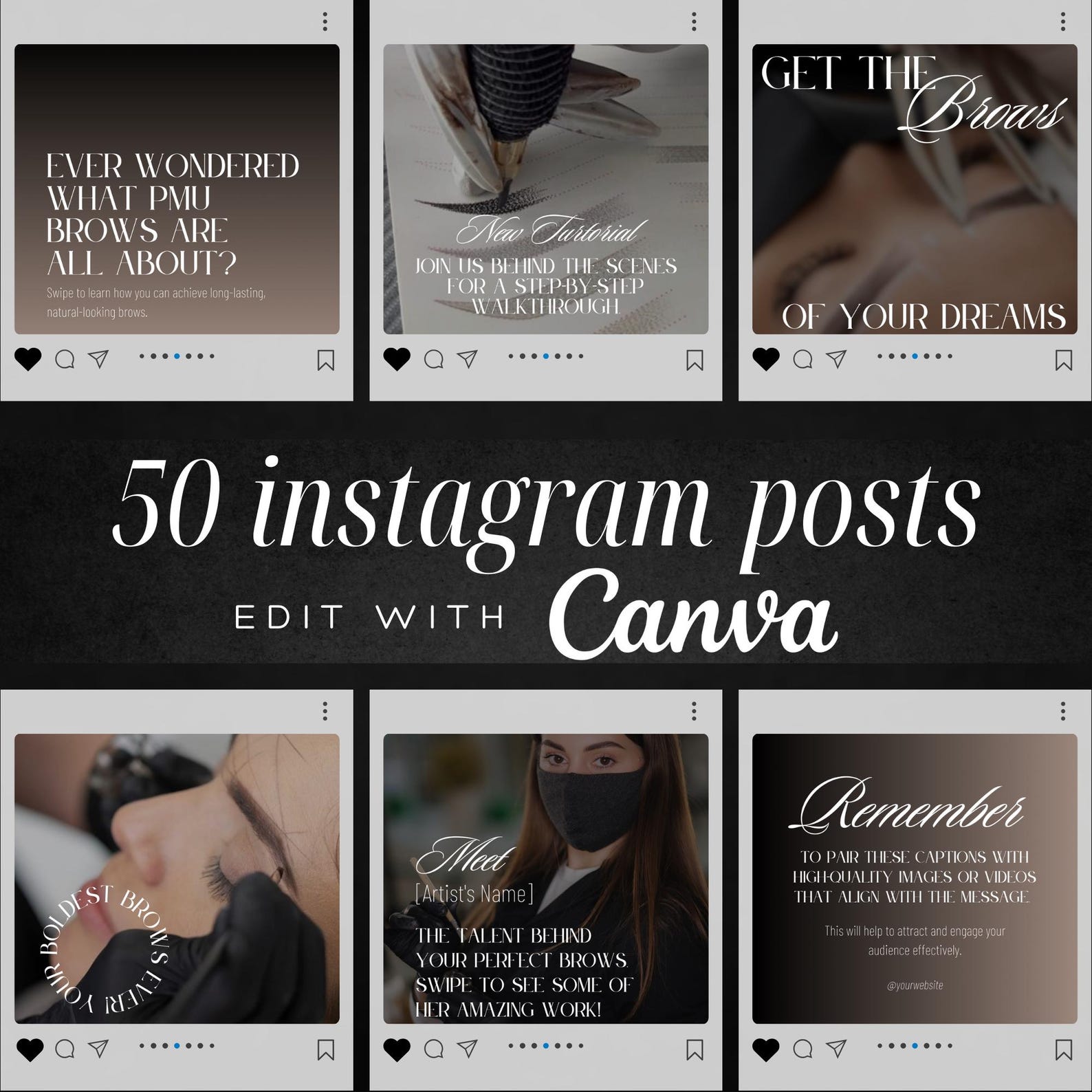Microblading Instagram Templates Brow Tech & PMU Artist Canva Posts ...
