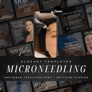 Microneedling Instagram Templates | Esthetician Facial Treatment |  Facial Treatment Template | Skincare Social Media Posts