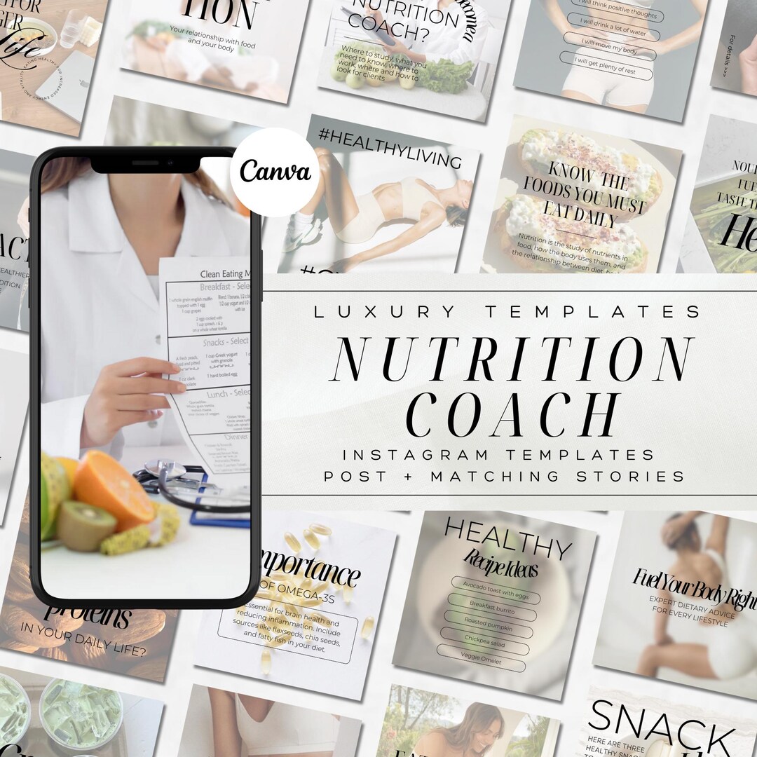 Nutrition Coach Instagram Templates: Wellness & Health Posts (canva) - Etsy