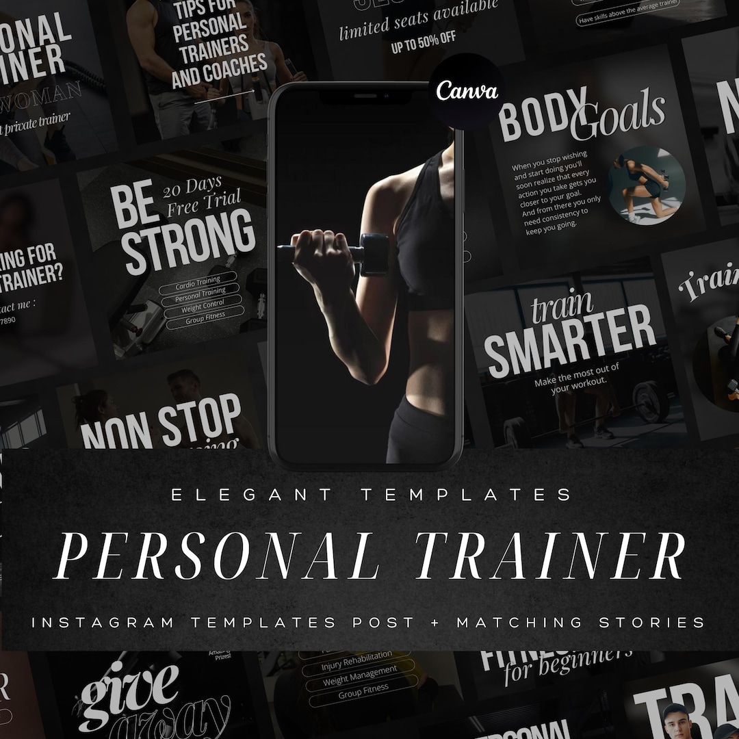 Fitness & Health Coach Instagram Templates – Gym Workout Canva Posts ...