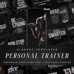 Fitness Instagram Vorlagen für Personal Trainer | Fitnessstudio und Gesundheitscoach Canva Posts & Stories | Fitness Social Media Branding Kit
