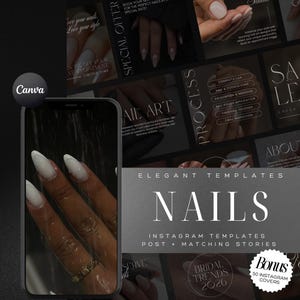 Nail Instagram Post Templates: Nail Tech, Manicurist, and Nail Artist Canva Bundle | Manicurist Posts, Nail Technician