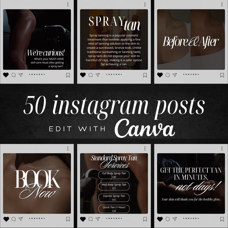 Spray Tan Posts Spray Tan Instagram Post Templates: Canva Social Media Kit - Etsy