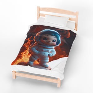 Manta de astronauta para niños / Manta con personaje de dibujos animados / Manta de peluche / Manta con temática espacial / Decoración de habitación para niños / Manta de cama acogedora / Regalo para niños