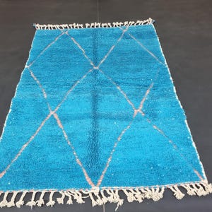 Moroccan Rug Blue - Berber Rug - Custom Moroccan Rug - Beni ourain Rug - Handmade rug - Abstract Wool Rug - Blue Rug - Moroccan Blue Rug