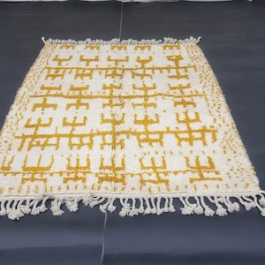 Yellow Morrocan Rug, Beni Ourain Rug, Handmade Rug, Moroccan Area Rug, Moroccan Berber Rug, Yellow And White Rug, Rug, Teppich