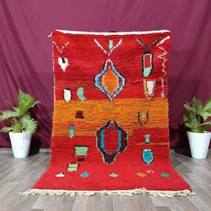 Custom Moroccan RED Rug, Fabulous Boujad Rug, Authentic Moroccan Rug, Azilal rug,Abstract Carpet,Handmade Moroccan Rug, Custom Bohemian Rug.