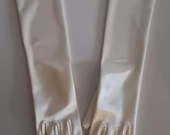 Ivory Satin 15-Inch Gloves perfect for weddings and formal events