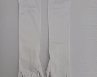 White Satin 19-Inch Formal Wedding Gloves