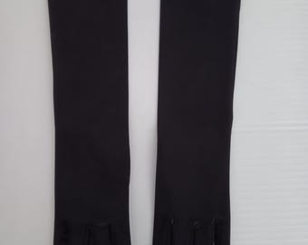 Black Satin Formal Gloves, 14 Inch Length