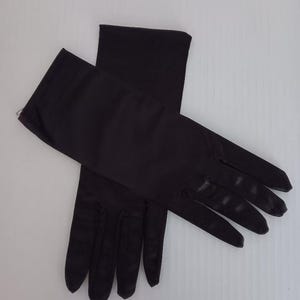 Black Satin Gloves, 9 Inch Length