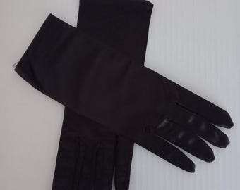 Black Satin Gloves, 9 Inch Length