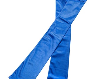 Royal Blue Matte Satin 19 Inch Formal Gloves high fashion high quality