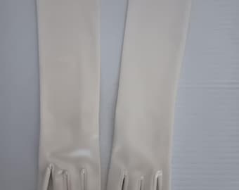 Satin Ivory Gloves, 22 Inch Length
