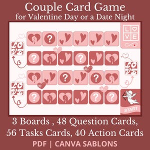 Valentine’s Day Couple Card Game, Gift Board Game for Couples, Customizable Date Night Card Game Printable Card Game, Editable Adult Game