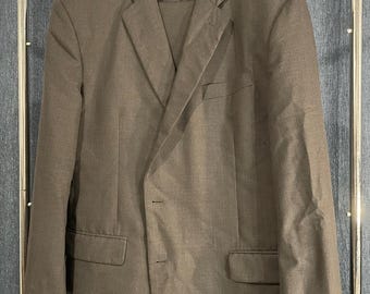 BROOKS BROTHERS Grey Wool Saxxon Suit | 48R Regular Jacket 43 x 27 Trousers | Classic American Three Season Suit