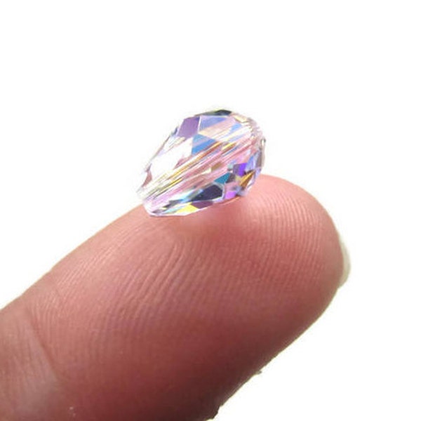6 Crystal AB Swarovski Crystal Teardrop Beads Style 5500 9x6mm Center Drilled Clear April Birthstone