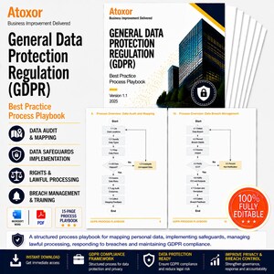 GDPR Compliance Process Playbook Template | Manage Data Protection & Reduce Regulatory Risk | Instant Download | Plug-and-Play
