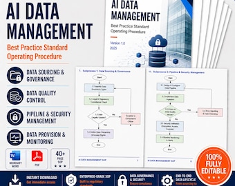 AI Data Management SOP Template | Govern AI Data Quality, Security and Compliance | Instant Download | Plug-and-Play