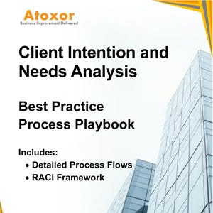 Könnte beinhalten: Atoxor Business Improvement Delivered: Analyse der Kundenabsichten und -bedürfnisse Best-Practice-Prozess-Playbook. Enthält: Detaillierte Prozessabläufe und RACI-Framework.