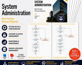 System Administration Process Playbook Template | Standardise IT Operations & Improve System Reliability | Instant Download | Plug-and-Play