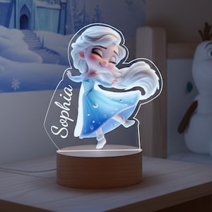 Personalized Frozen Night Light,Personalised Elsa Frozen,Frozen Night Light,Bed Room kids Decor,Frozen Birthday Girl Gift,Custom Night Light
