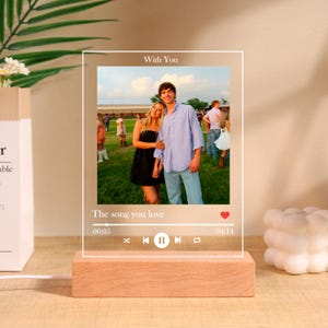 Custom Photo Music Plaque, Personalized Gift Song Plaque, Music Love Gift, Custom Frame, Bedroom Decor, Custom Led Night Light,Gift for her