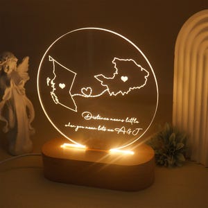 Veilleuse personnalisée à deux cartes pour couple, lampe pour relations interurbaines, cadeau de départ, cadeau pour elle/lui, cadeau pour ami, cadeau pour couple, cadeau tu me manques