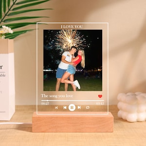 Custom Photo Music Plaque, Personalized Gift Song Plaque, Music Love Gift, Custom Frame, Bedroom Decor, Custom Led Night Light,Gift for her