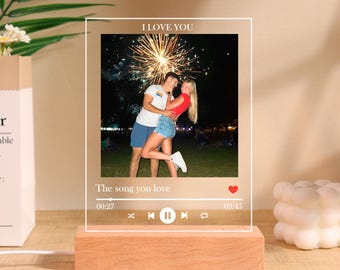 Custom Photo Music Plaque, Personalized Gift Song Plaque, Music Love Gift, Custom Frame, Bedroom Decor, Custom Led Night Light,Gift for her