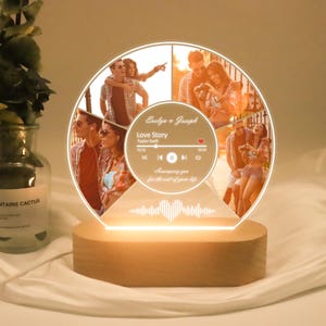 Custom Photo Night Light,Music Plaque,Custom Record Night Light,Couple Photo LED Lamp,Gift for Friends,Music Lover Gift,Valentines Day Gift