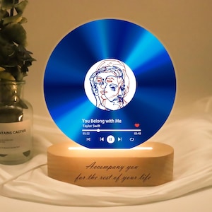 Custom Photo Night Light,Music Plaque,Custom Record Night Light,Couple Photo LED Lamp,Gift for Friends,Music Lover Gift,Valentines Day Gift