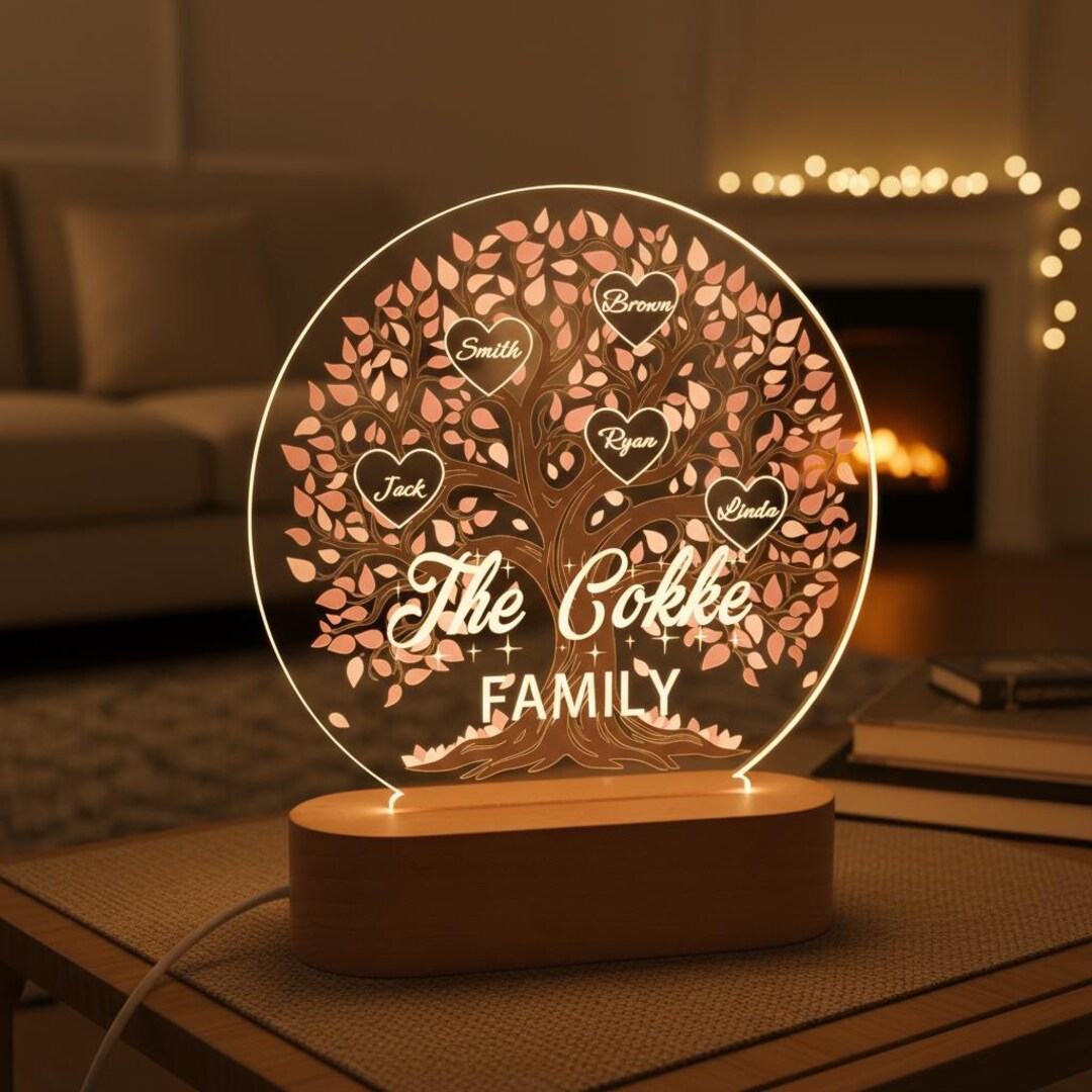 Tree of Life Names Night Light, Custom Night Light With Kids Name ...
