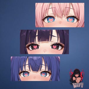 Sparkly Eyes Pink Waifu Ecchi JDM Vinyl Sticker - Glossy Slap For Car, Laptop, Anywhere