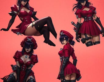 Psylocke Blood Kariudo Marvelll Rivals Waifu - 4 Pack Decal Stickers