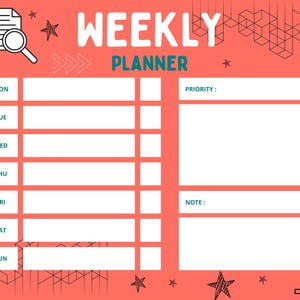 Weekly Planner Printable | A4 | Teal & Coral Designs | Organize Your ...