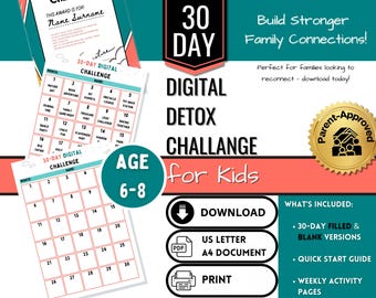 Digital Detox Challenge for Kids: Screen-Free Activities Printable (Ages 6-8)