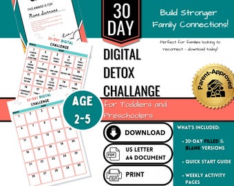 30-Day Digital Detox Challenge: Toddler & Preschool Screen-Free Activities (Printable)