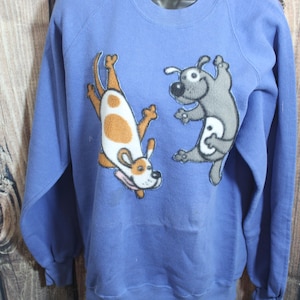Upcycled Dog Applique Sweatshirt - Reworked Crewneck - Medium
