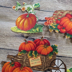 Lot of 8 fall pumpkin fabric cutouts for applique autumn 1