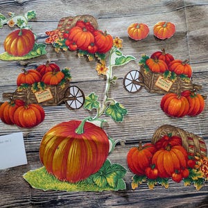 Lot of 8 fall pumpkin fabric cutouts for applique autumn patch