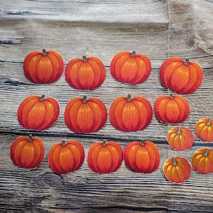 Lot of 16 small pumpkin fabric cutouts for applique