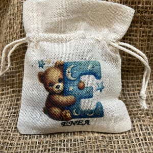 Personalized favor bag - bag for baptism birth birthday communion confirmation Boy - personalized bag with name