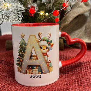 Personalized Christmas Alphabet Letter and Name Mug