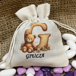 Sacchetto per bomboniera personalizzato-sacchetto per battesimo nascita compleanno comunione cresima-sacchetto personalizzato con nome