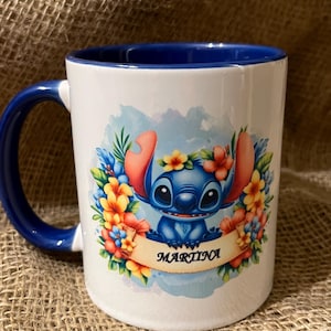 Taza de cerámica -Stitch con nombre personalizado
